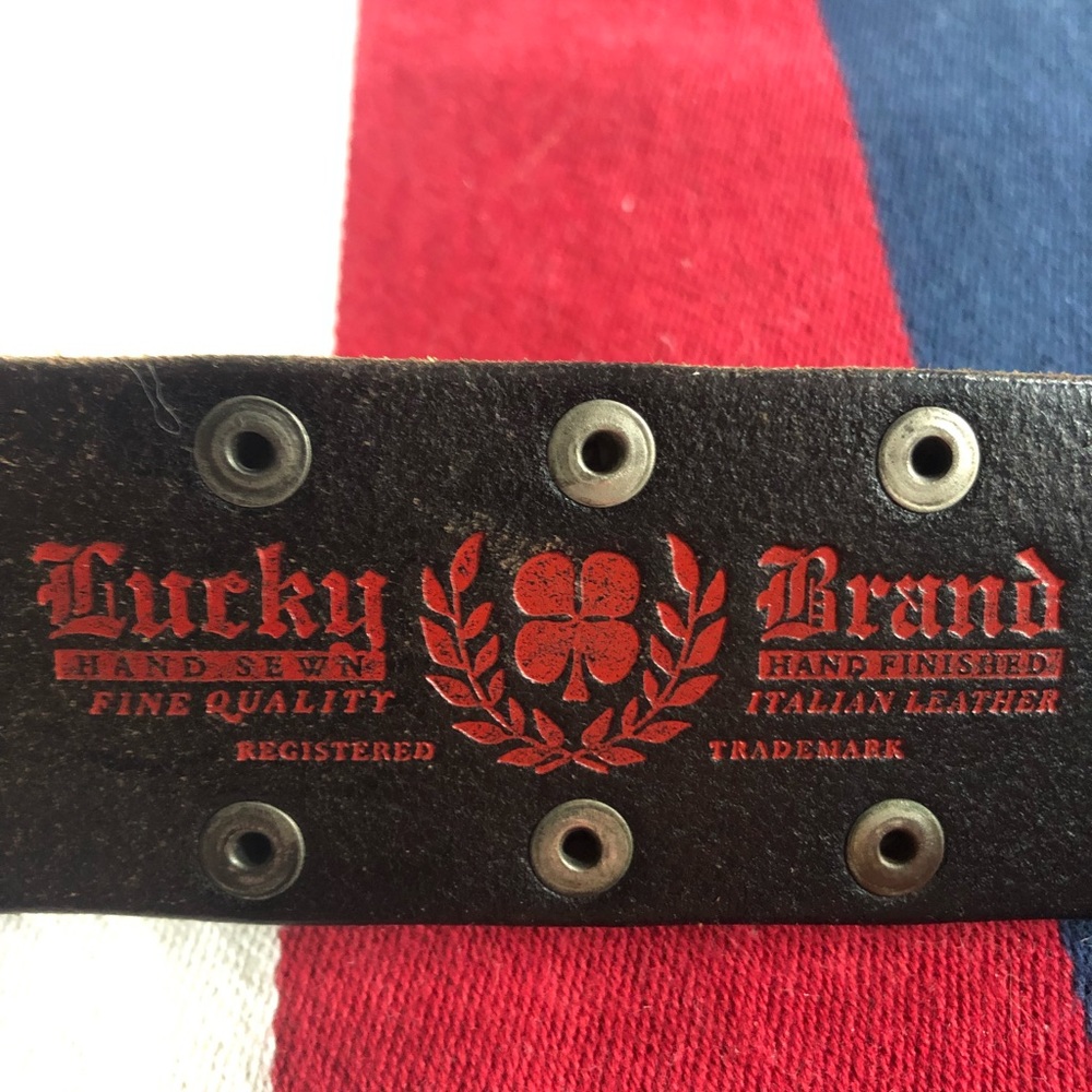 Lucky Brand Leather Belt, Silver Buckle, 36” Long
